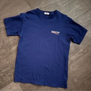 Balenciaga Navy Tee with Logo Authentic